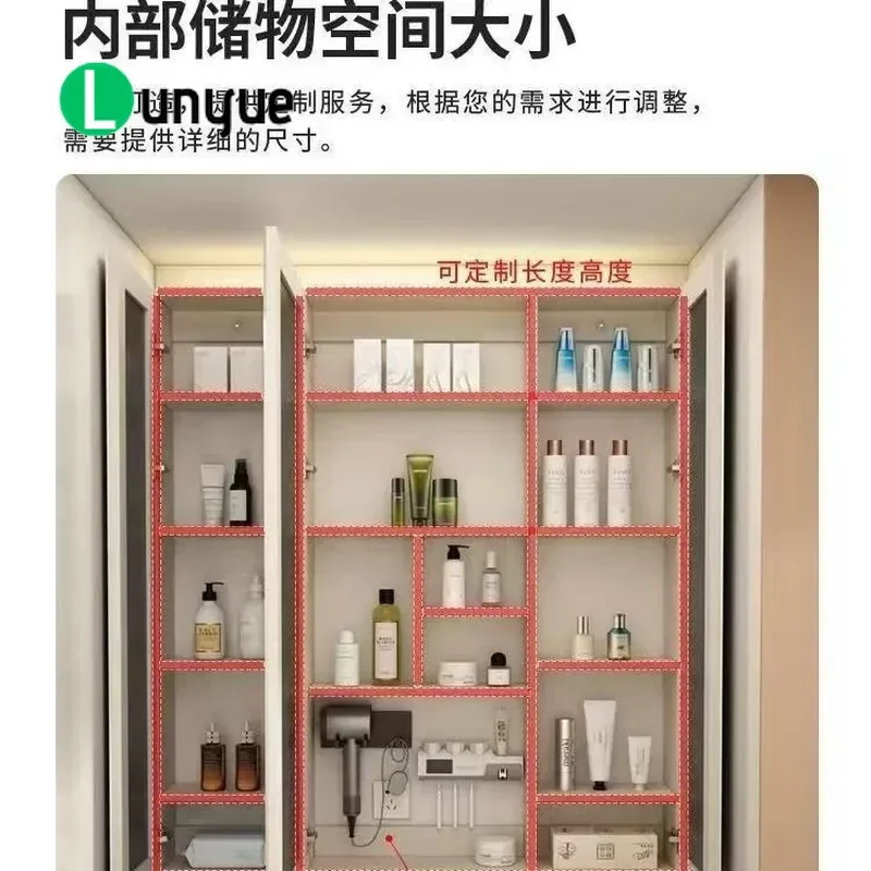 Bathroom Cabinet with Mirror Top Toilet Storage Intelligent Defogging Multi-function Paper Towel Hole Wall Mounted Vanity
