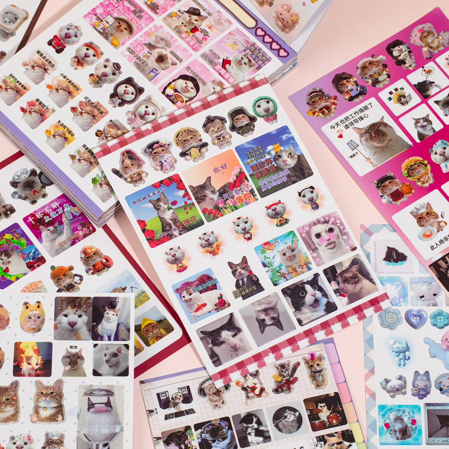 600+ Pcs Cartoon Cat Life Sticker Books, Aesthetics Cat Stickers for Journaling Scrapbook DIY Crafts, Phone Case, Water Bottle