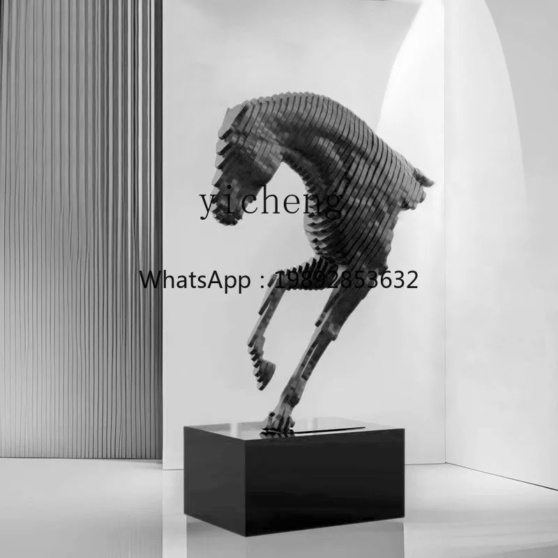 1ZC horse head floor hall ornament home jewelry large high-end atmosphere high-grade hotel senior sense