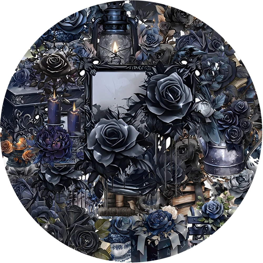 

10/30/56pcs INS Style Gothic Black Rose Stickers Transparent Decals DIY Stationery Suitcase Phone Dark Aesthetic PET Sticker Toy