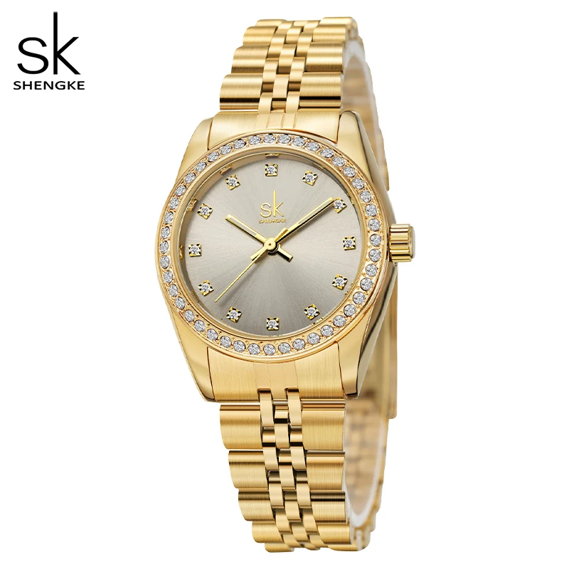 Luxury Original Waterproof Relogio Feminino Shengke Gold Bracelet Watch Women Precise Quartz Watch For Women Adjustable Clock