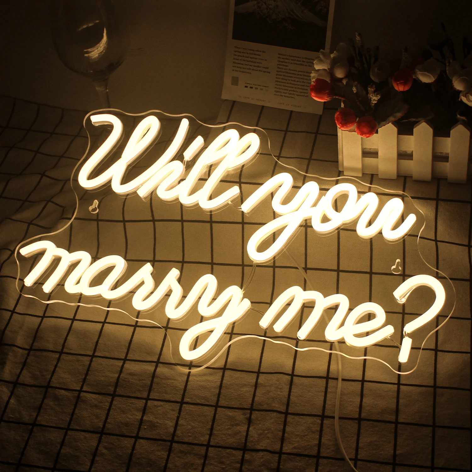 Will You Marry Me Led Neon Signs Light Wedding Proposal Decoration Party Wall Valentine's Day Decor Transparent USB Acrylic Neon