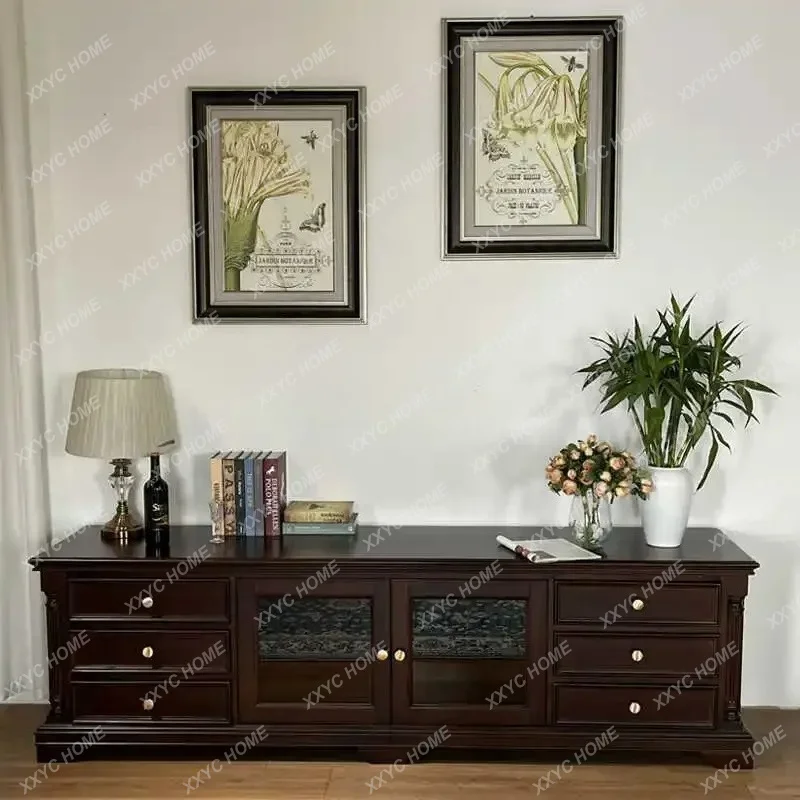 solid wood TV cabinet pure solid wood retro furniture country style