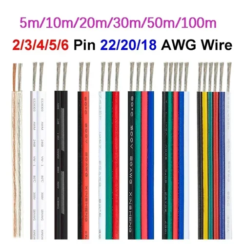 18 20 22 AWG Cable de tira de LED 2/3/4/5/6pin 5V 12V Cable eléctrico de extensión para WS2812B 5050 RGB RGBWW luces LED altavoces de coche Auto