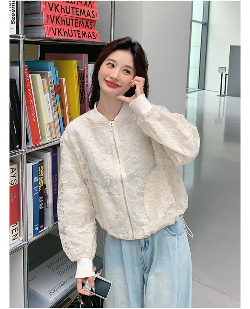 Embroidered Lace Baseball Jacket For Women's Spring And Summer New High-end Small Fragrant Wind Thin Sun Protection Shirt