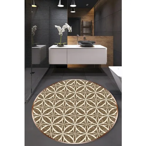 Ardizayn Cosmo - Cream, 100x100 cm. Anti-Slip, Not Peel Leather Outsole Round Bath Mat, Rug