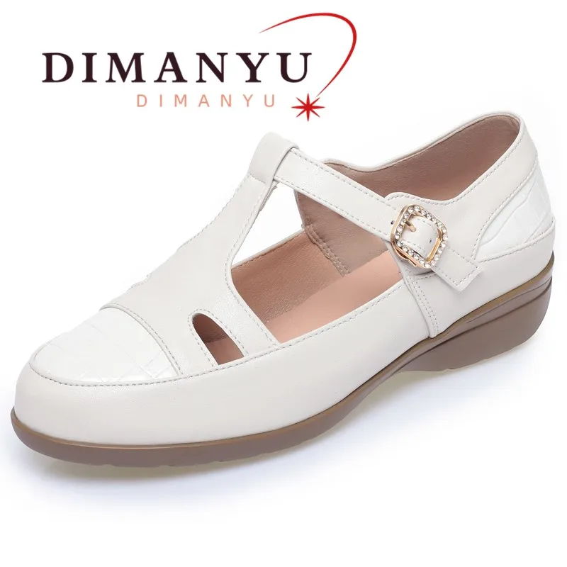 

Women's Mary Jane Shoes 2026 Spring New Genuine Leather Casual Ladies' Shoes Round Toe Large Size Hollow-Out Women's Shoes