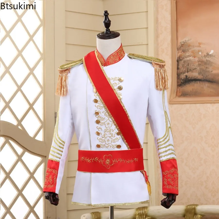 2026 European Grand Marshal Palace Army Dress Suits Fashion Vintage Wedding Uniform Sets Male Stage Drum and Honor Guard Outfits