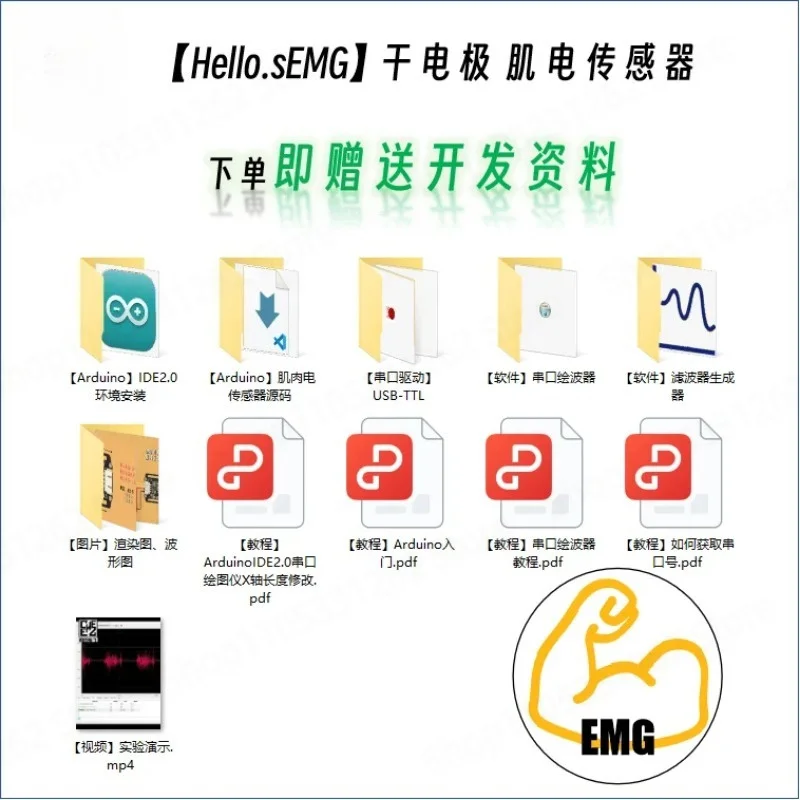 Dry Electrode SEMG Electromyography Sensor EMG Muscle Electromyography Acquisition Module Arduino STM32 Development Kit