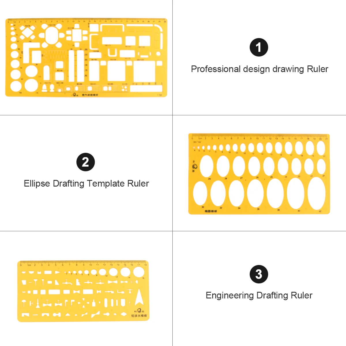 Template Ruler Ellipse Drafting The Circle Design Aid Tool Engineering for Drawing Plastic School Office Student