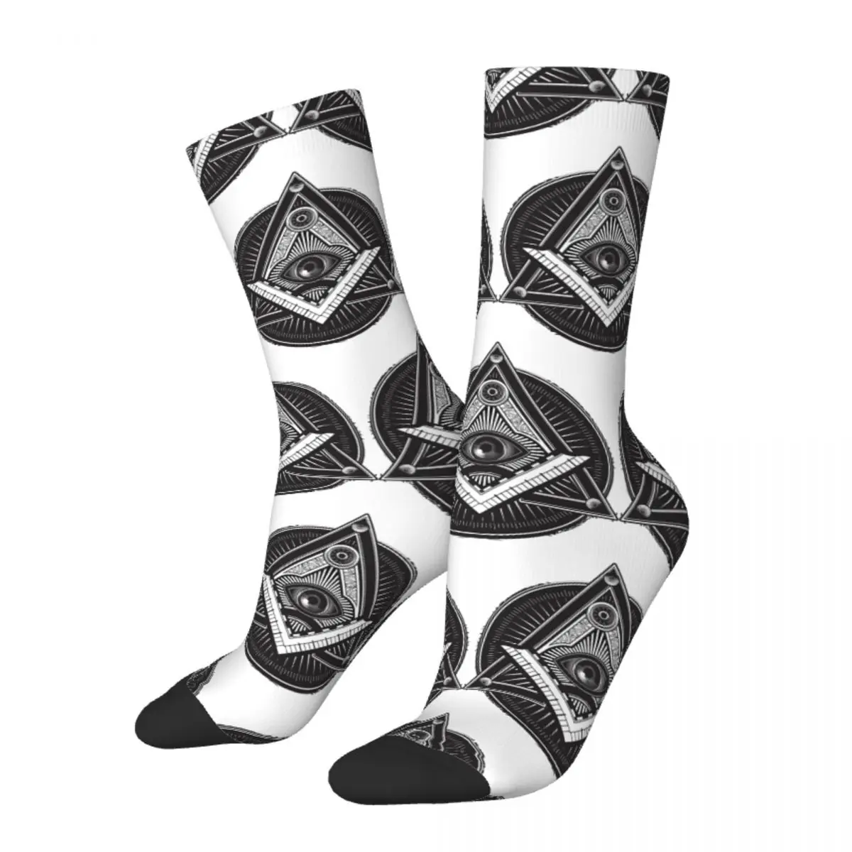 

Funny Crazy Sock for Men Illuminati Classic Hip Hop Harajuku Freemasonry Seamless Pattern Printed Boys Crew Sock Casual Gift