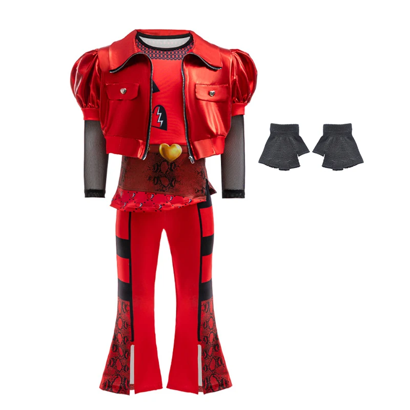 

2025 New Year Carnival Red Jacket Top Pant Wig 4Pcs Costumes For Toddlers Birthday Makeup Dance Dress 2-12 Years Old