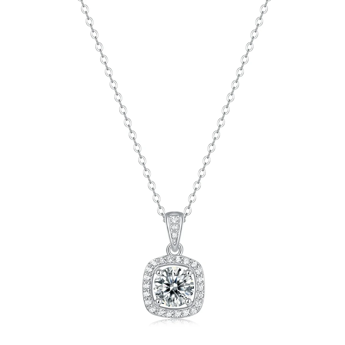 Fine Wedding Jewelry Women 925 Sterling Silver Moissanite Diamond  Engagement Pendant Necklace