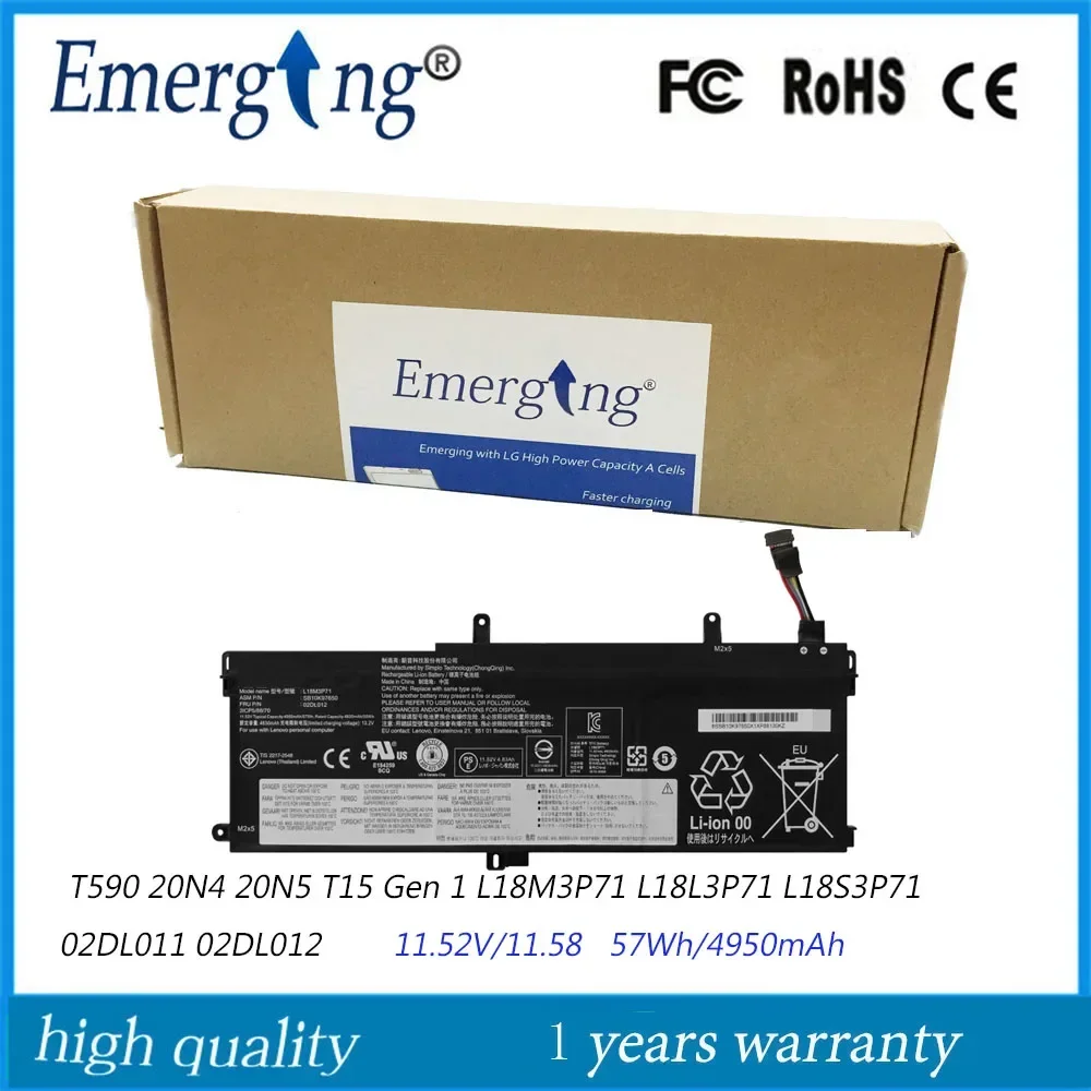 

L18M3P71 L18S3P71 L18L3P71 Аккумулятор для Lenovo ThinkPad T590 20N4 20N5 T15 Gen 1 02DL011 02DL012 SB10K97649 5B10W13913