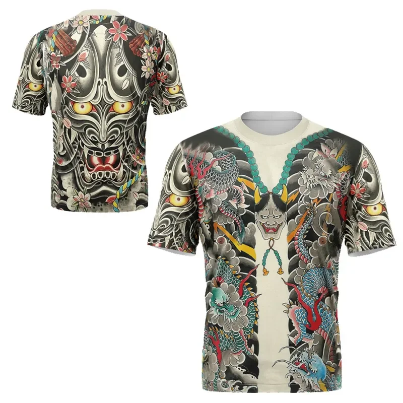 Japanese Tattoo Half Armor Prajna 3D Print T Shirt Men Summer Harajuku Casual Short Sleeve Tee Tops 2026