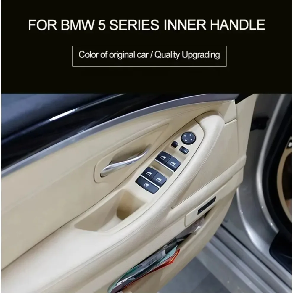 

7Pcs Beige Black Carbon Fiber Car Interior Door Handle for BMW 5 Series F10 F11 LHD 2010-2016