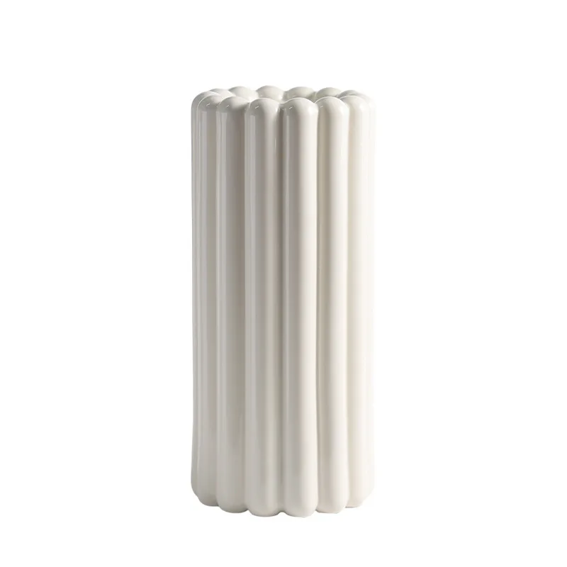 

Modern Simple Cream White Three-piece Ceramic Vase Ornament Advanced Pastoral Home Living Room Bedroom