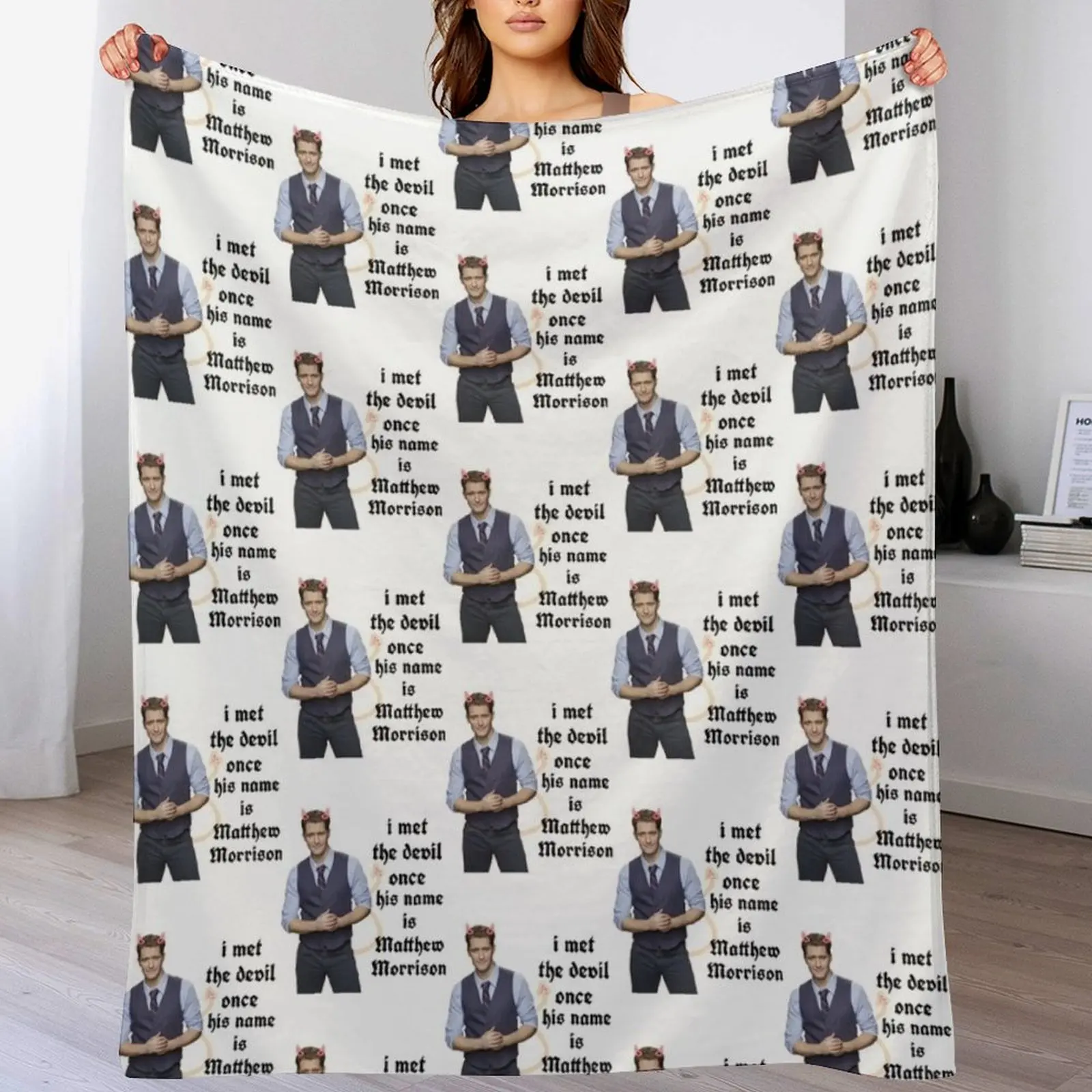 I met the devil once his name is matthew morrison Throw Blanket Men's Soft Warm Throw Blanket for Couch
