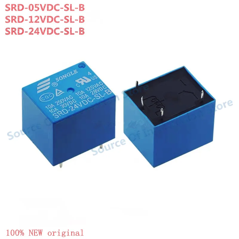 10Pcs SRD-05V/12V/24VDC-SL-B Relay 4Pin 10A Single-pole, normally closed 100% New