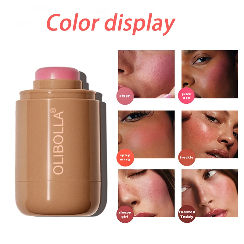 Portable Pocket Blush Stick Soft Cheek Lip Tinted Shading Brighten Contour Silky Smooth Purple Rouge Blusher Cream Korean Makeup