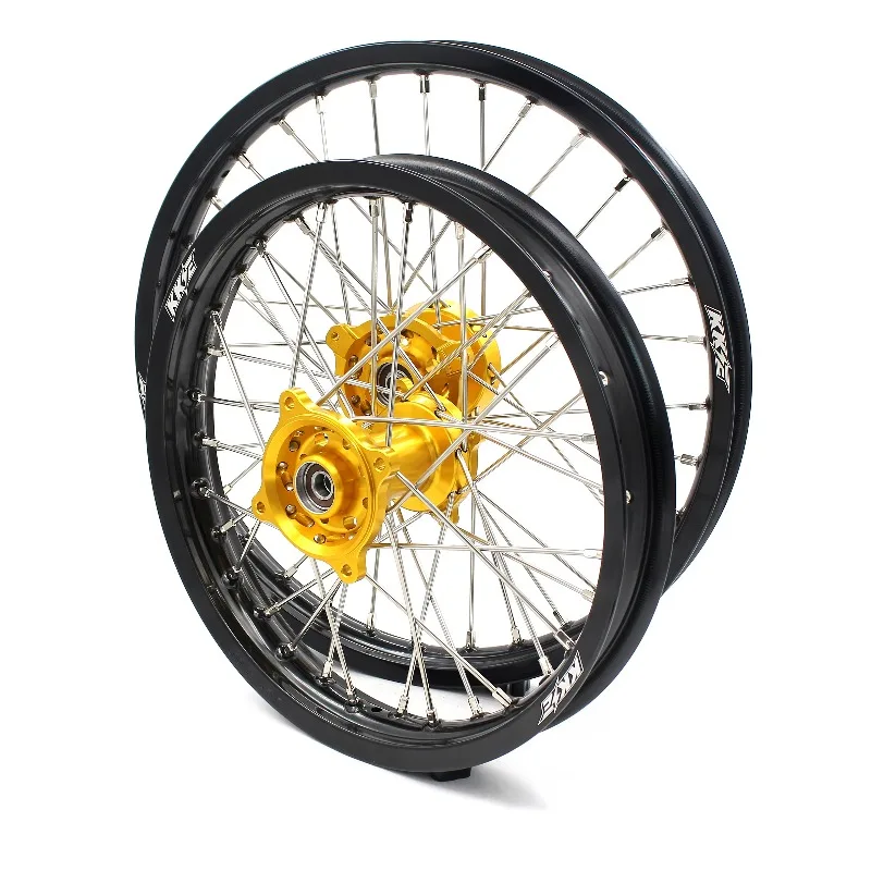 

【2025】 Детский комплект ободов из большого сплава для мотоцикла 19/16, подходит для SUZUKI RM80 1993-2001 RM85 2002-2023, золотая ступица, черный обод