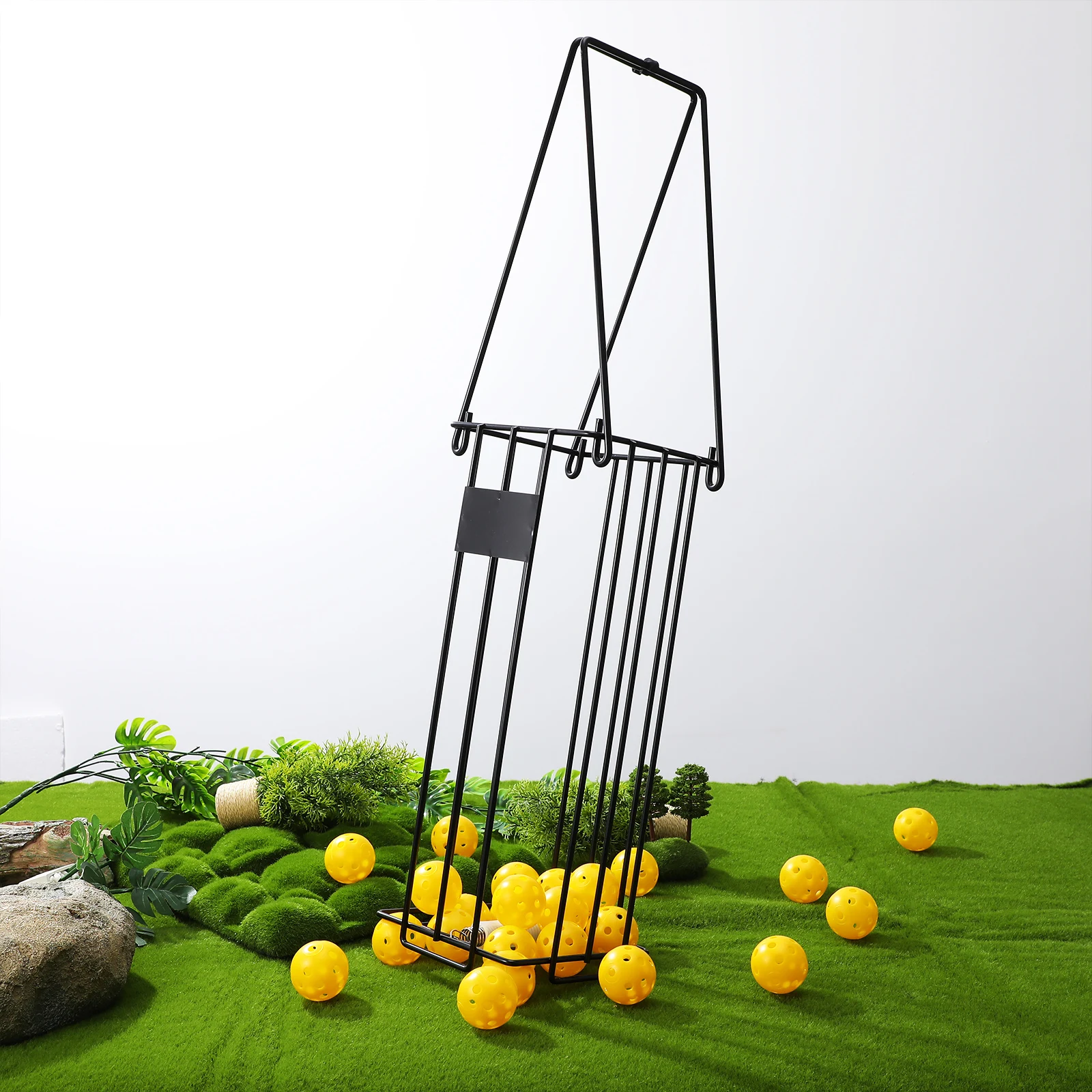 كرة التنس المحمولة المسترد الفولاذ المقاوم للصدأ اضغط لأسفل المنتقى لمنظم سلة التخزين بيكلبول كرة السلة #6