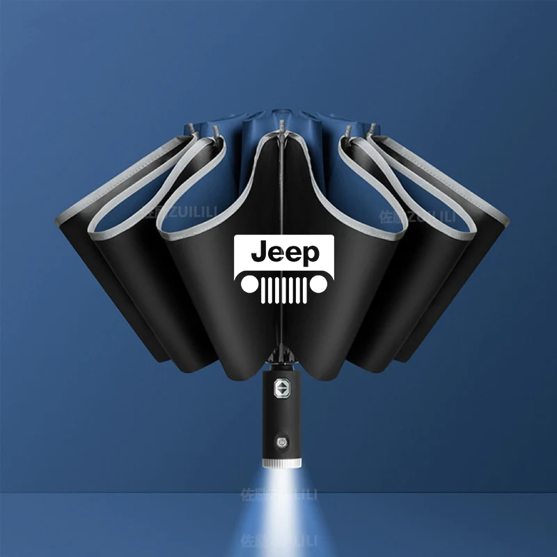 For Jeep Wrangler JL JK TJ Renegade Cherokee Trail Hawk Compass SRT Patriot Car Automatic Folding Windproof Sunshade Umbrella