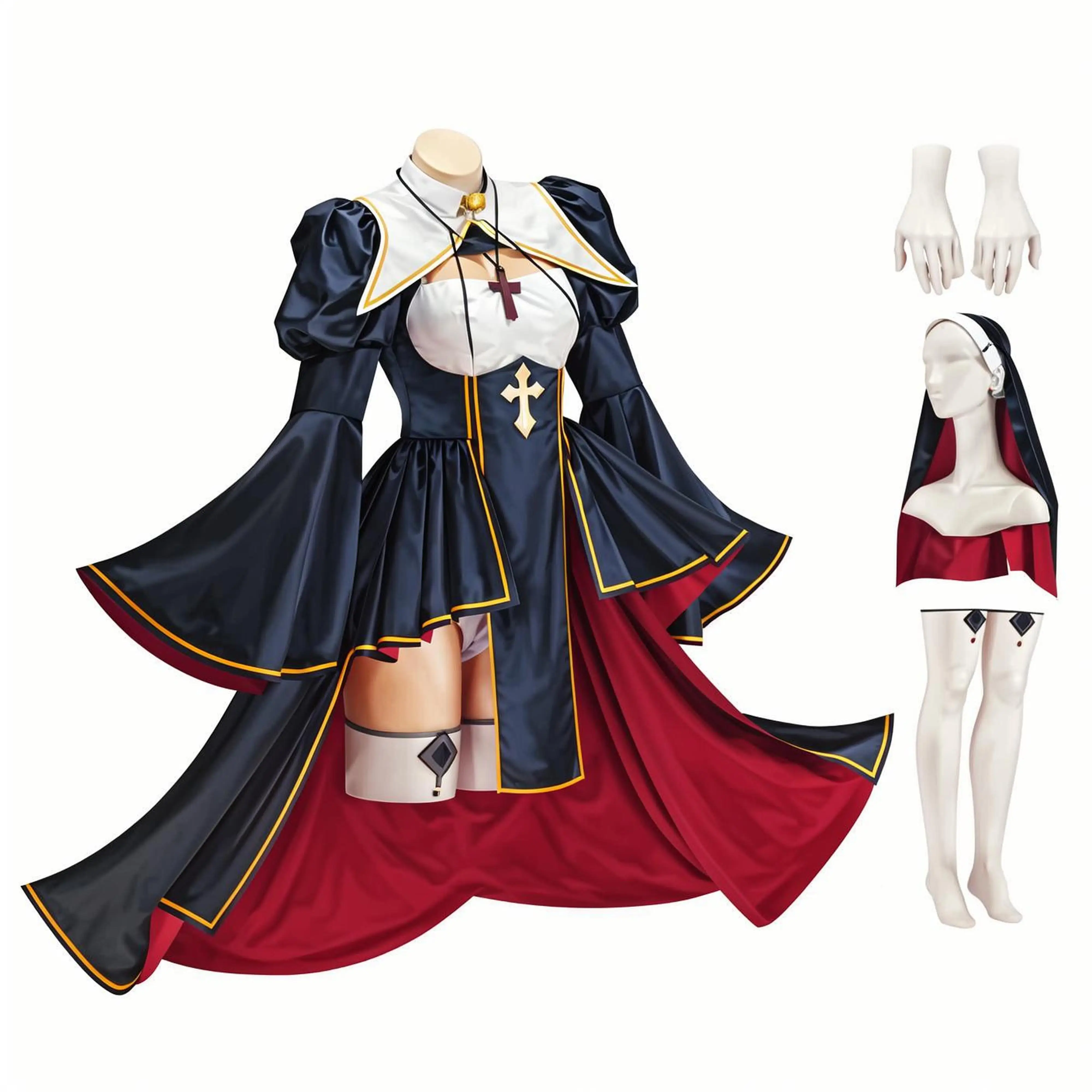

Anime Original Character Charlotte Figure Sister Cosplay Costume Sexy Women Nun Dress with Stocks Halloween Party Cosplay Suit