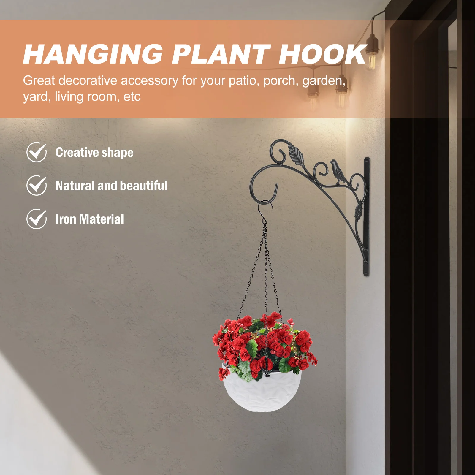 1 قطعة اناء للزهور الحديد دعامة تعليق للشرفة شماعات الزخرفية حديقة الديكور حامل النبات في الهواء الطلق خمر حمالة تعليق جدارية