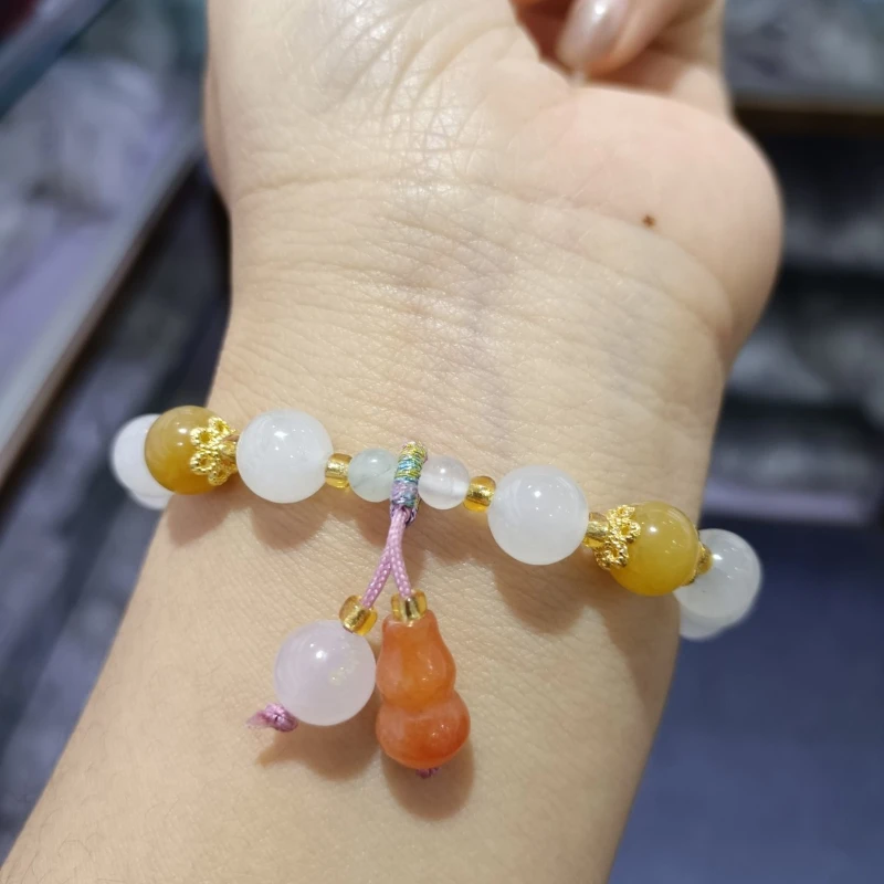 Natural jade bracelet, Tianshan Cui Duobao bracelet, peach abacus, bamboo bracelet, girls gift.