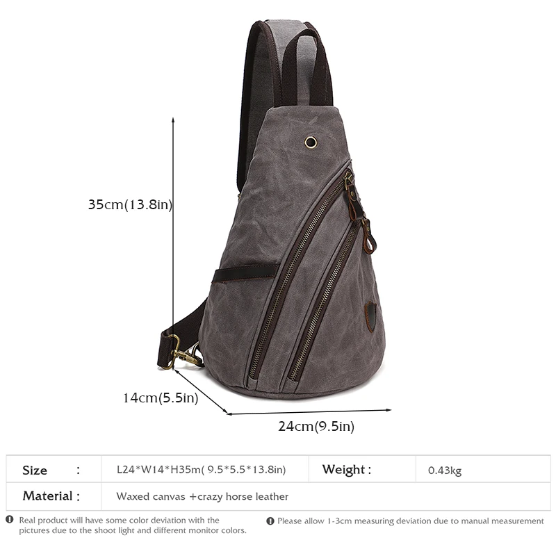 Imagem -06 - Bolsa de Lona Encerada Impermeável Mochila Crossbody Pequena Mochila Casual de Ombro Mochila Masculina e Feminina