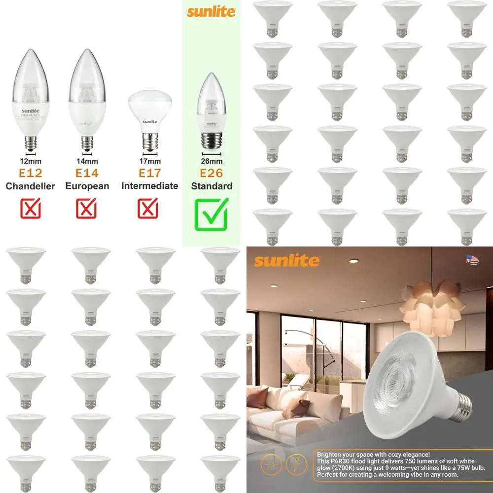 

Светодиодная лампа-прожектор 9 Вт, 750 люмен, 27K, мягкий белый свет, с регулировкой яркости, цоколь E26, упаковка 24 шт., сертифицировано ETL и Title-20