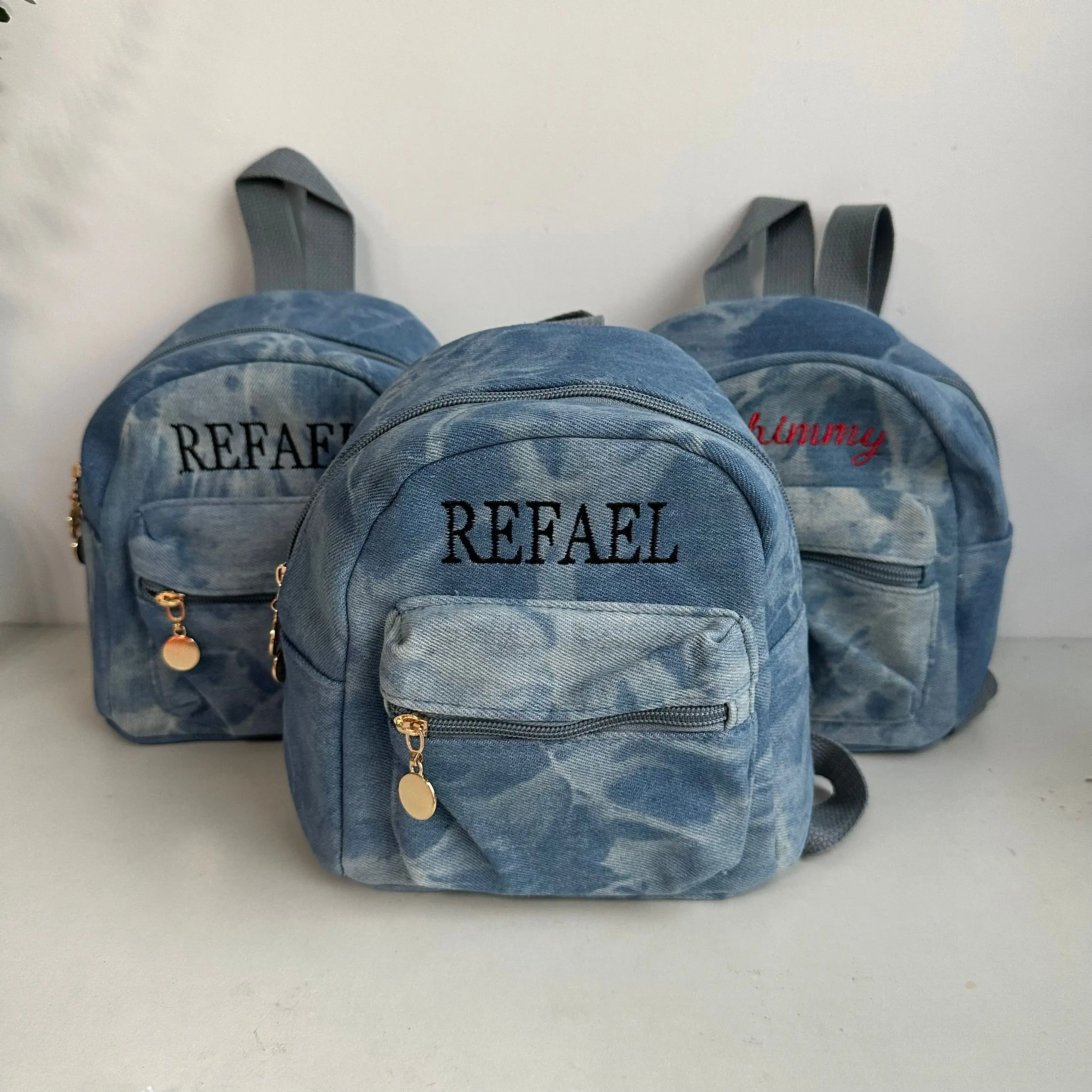 Personalized Customization Mini Vintage Denim Backpack Women\'s Forest Versatile Schoolbag High Beauty Women\'s Backpack