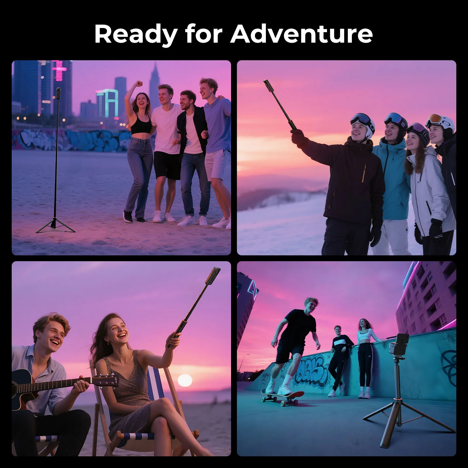 حامل ثلاثي عصا سيلفي مقاس 59 بوصة لـ GoPro Hero 12/11/10/9، لـ DJI Action 4/5 Pro لكاميرا Insta360 X4/X5 البانورامية -5284