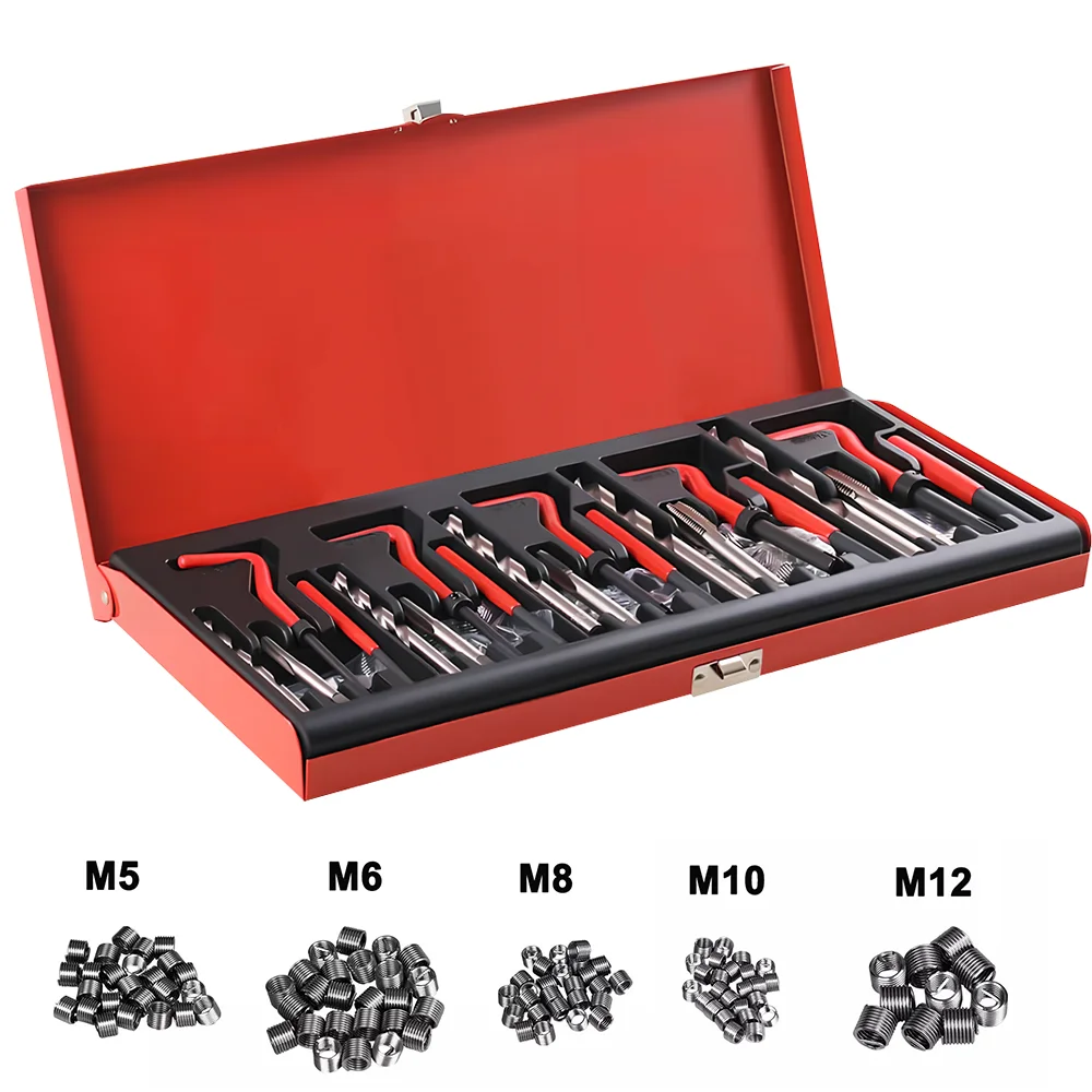 131Pcs Thread Repair Tool M5 M6 M8 M10 M12 Coil Drill Insert Installation Kit Engine Block Restoring Damaged Set Auto repair