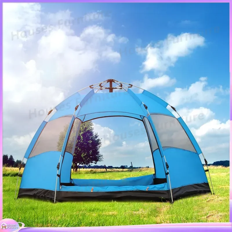 For Fully Automatic Hexagonal Tent 3-5 Person Double Layer Outdoor Camping Rainproof Quick Open Pop Up Shelter Car Roof Top
