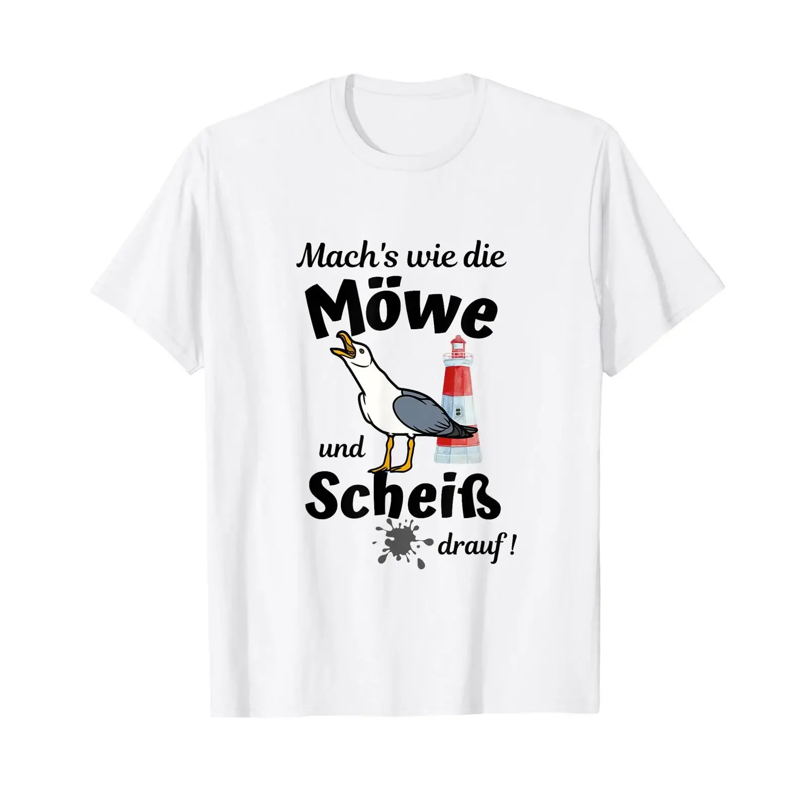 Baltic Sea Fun Do it like the Seagull and Screw T Shirt blue vintage Washed graphic Casual designer clothes Soft Stretched