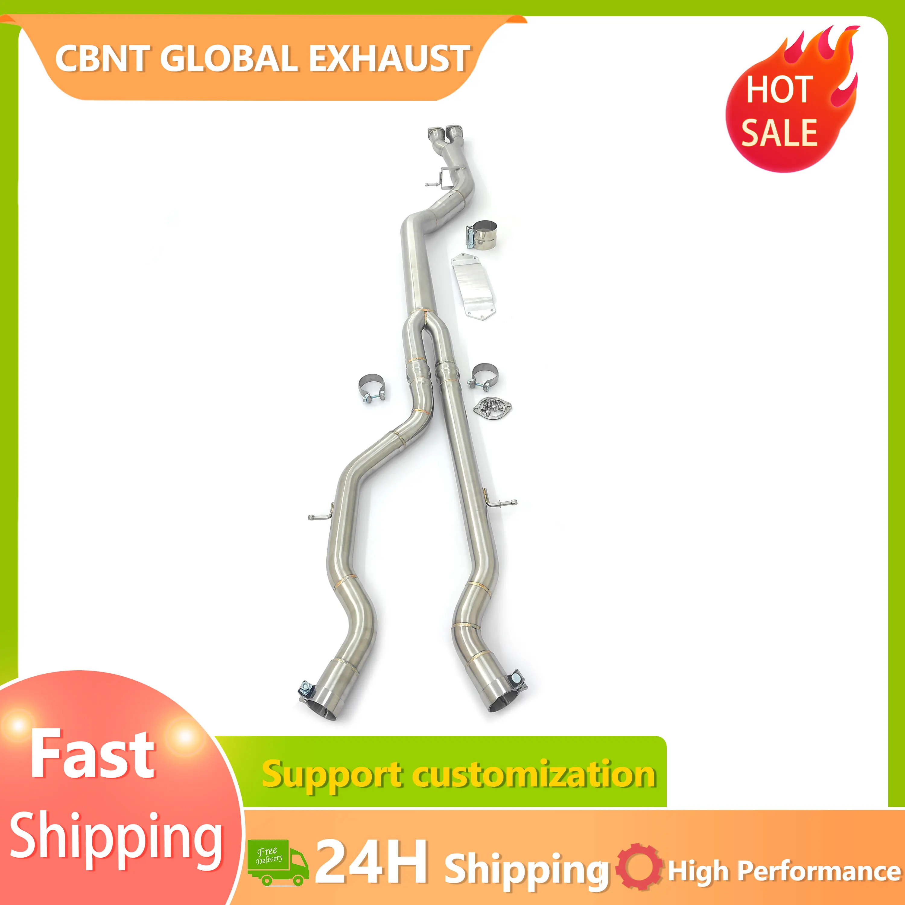 

CBNT Exhaust for BMW F80 M3 F82 M4 3.0T S55 89mm/3.5inches Single Midpipe High Quality Stainless Steel Exhaust Pipe with Brace