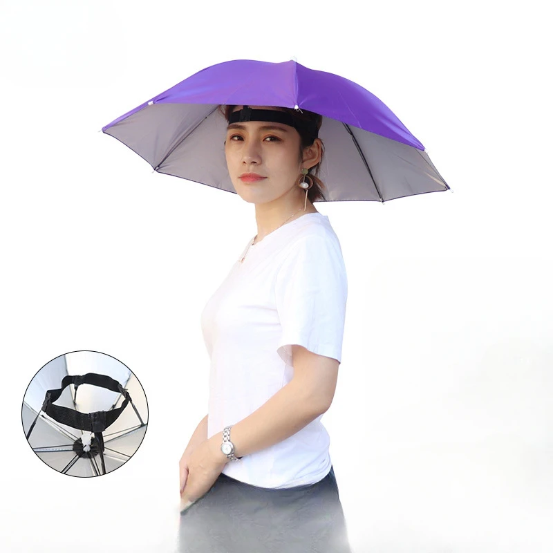 

1PC Umbrella Hat Windproof Fishing Head Wearing Sunshade Rain Gear Outdoor Folding Portable Umbrella Camping Beach Head Hats