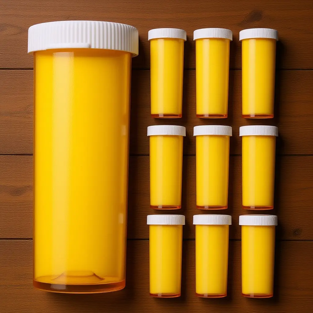 10Pcs Medicine Bottle Plastic Pill Organizer Compact Empty Pill Vials Jar for Travel Home Office Supplement Storage Capsules