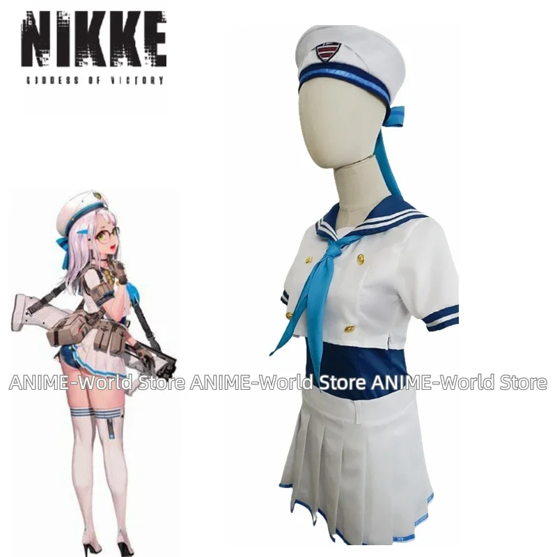 Nikke: De Godin Van De Overwinning Neon Cosplay Kostuum Matrozenpak Uniform Vrouw Kleding Sexy Pruik Cosplay