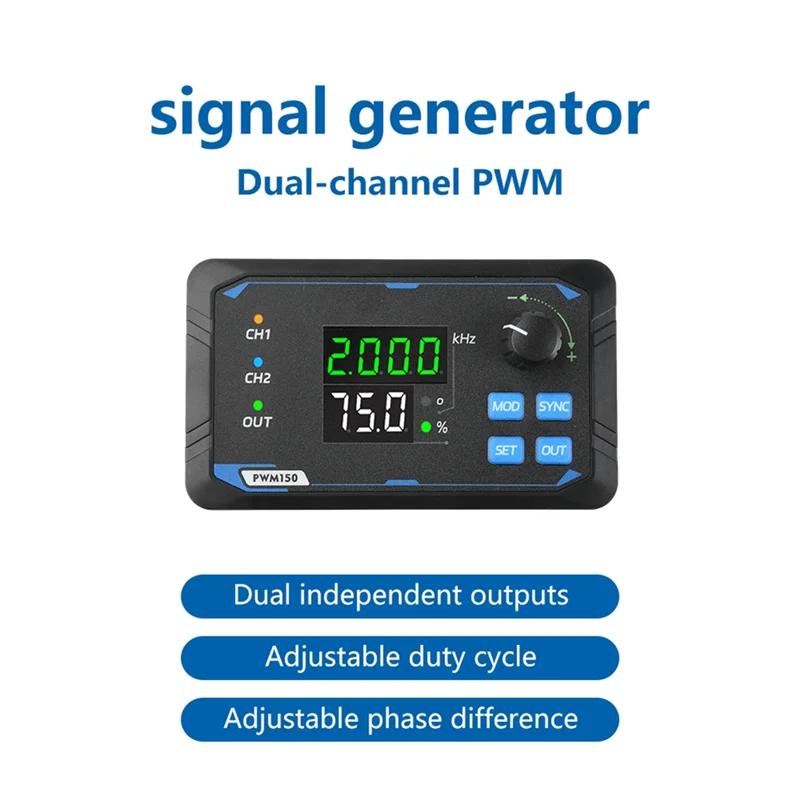 M11K-Pulse Wave Signal Generator DC 5-24V Dual PWM 150Mhz Square Wave Frequency Meter 1Hz-150Khz Output