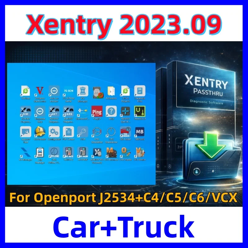 Car Truck Diagnostic Xentry 2023.12+2023.09 Full Software WIS EPC Vediamo DTS Monaco XDOS Passthru C4/C5/C6/VCX Openport J2534