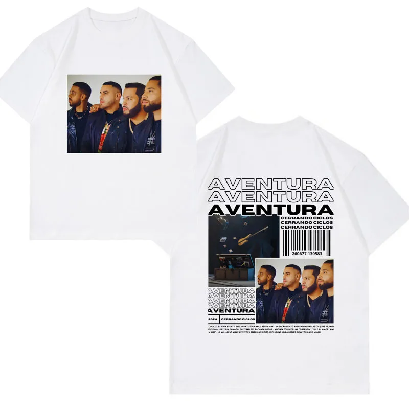 Aventura Cerrando Ciclos Tour Graphic T Shirts Mens Clothes 90s Vintage Hip Hop T-shirt 100% Cotton Casual Short Slevee T-shirts