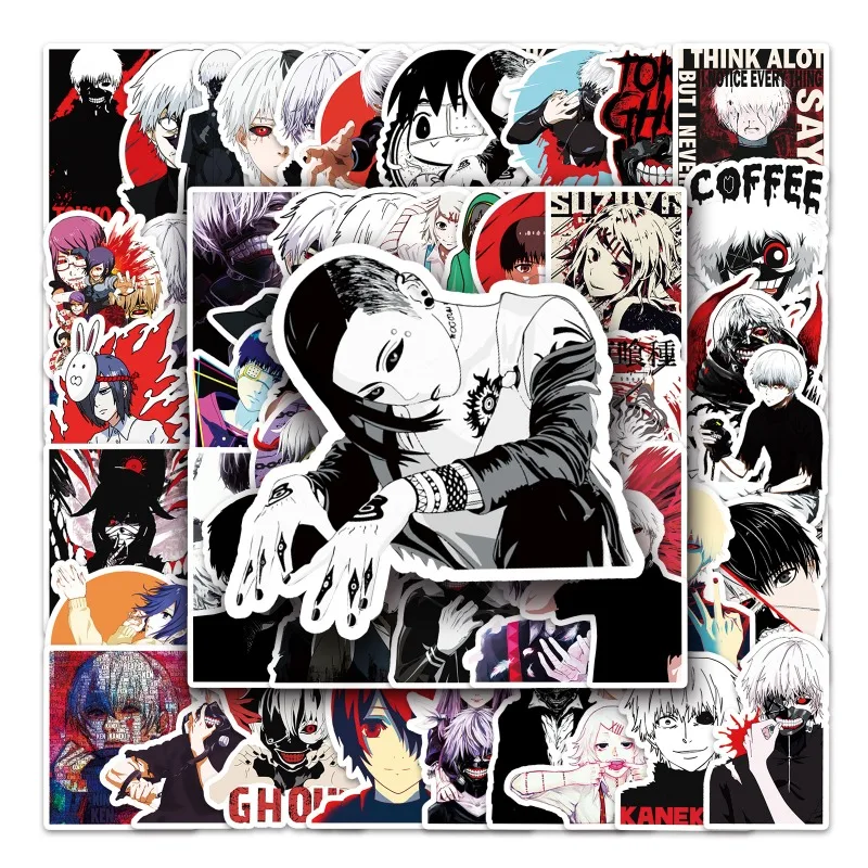 50pcs Tokyo Ghoul Anime Stickers Suitcase Stationery Water Cup Mobile Phone Car Scooter Laptop Refrigerator Decorative Stickers