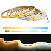 COB CCT LED Strip Lights 608 LEDs/m High Density Flexible Dimmable FOB Led Tape 2700K to 6500K Changeable Lighting DC12V 24V