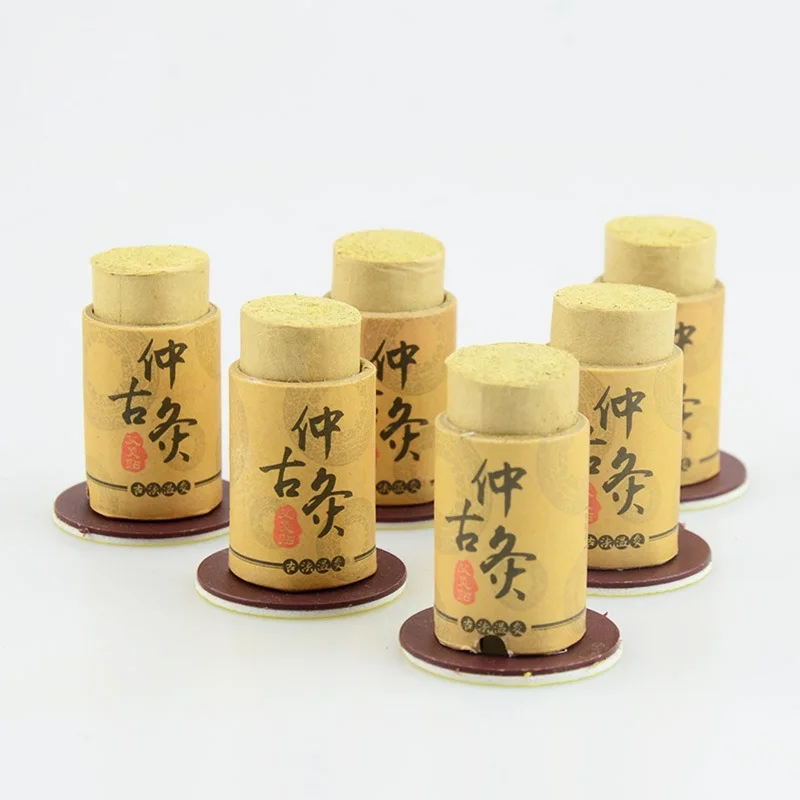 30pcs Stick-on Moxibustion Roll Self-stick Mini Moxa Tube Acupuncture Massage  Sticks Mugwort Artemisia Burner Box Device