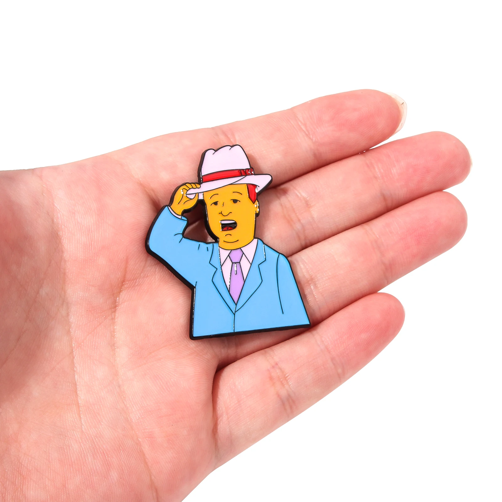 America Humor Anime Cartoon King of the Hill Enamel Brooch King Hill Bobby  Pin Cosplay Props Fans Gift For Men Women Backpack J