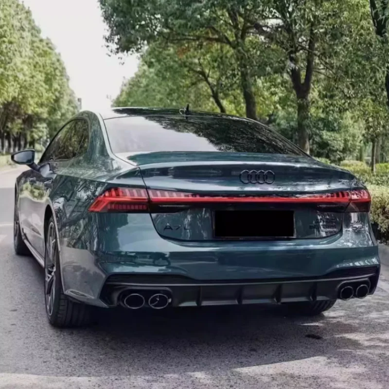 Rear Lip Spoiler & Exhause For Audi A7 S7 2019 2020 2021 2022 2023 High Quality PP Bumper Diffuser Car Modification Accessories