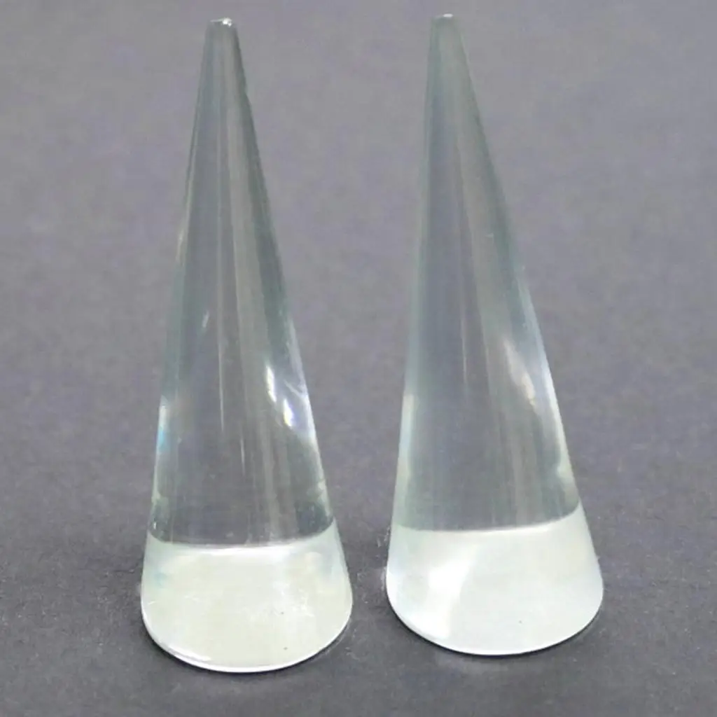 2x Clear Cone Ring Holder for Jewelry Engagement Wedding Ring Trinket Tray